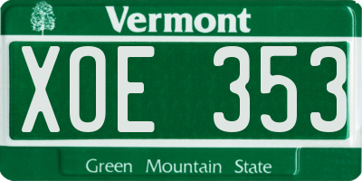 VT license plate XOE353