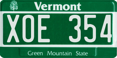 VT license plate XOE354