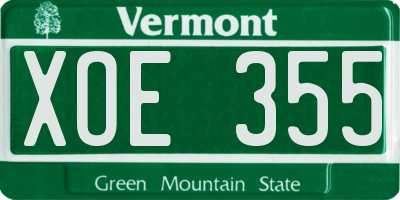 VT license plate XOE355