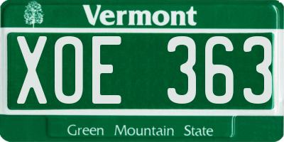 VT license plate XOE363