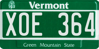 VT license plate XOE364
