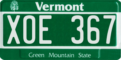 VT license plate XOE367