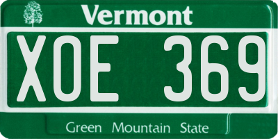 VT license plate XOE369