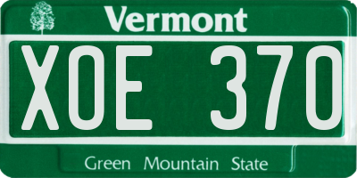 VT license plate XOE370