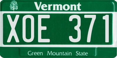 VT license plate XOE371