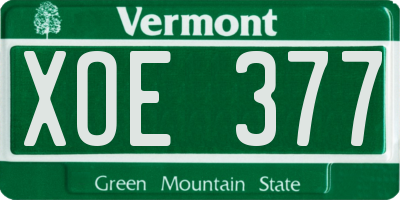 VT license plate XOE377