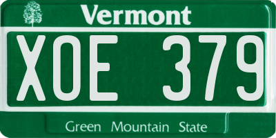 VT license plate XOE379