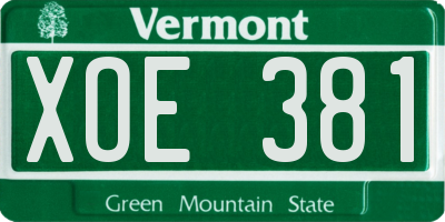 VT license plate XOE381