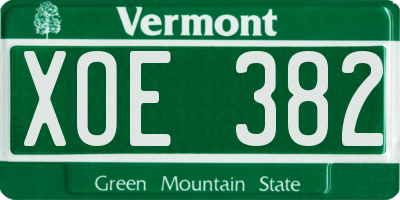 VT license plate XOE382