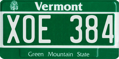 VT license plate XOE384