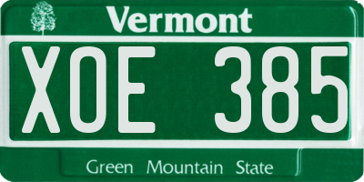 VT license plate XOE385