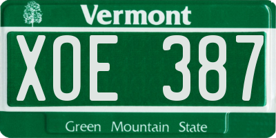 VT license plate XOE387