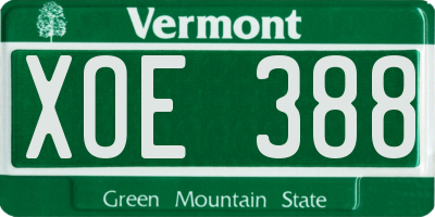 VT license plate XOE388