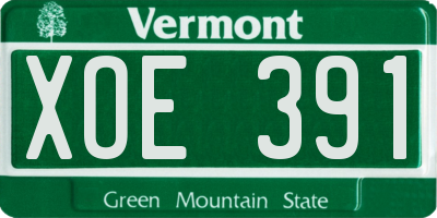 VT license plate XOE391
