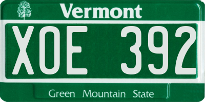 VT license plate XOE392