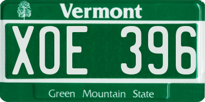 VT license plate XOE396