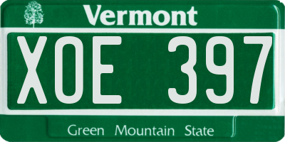 VT license plate XOE397