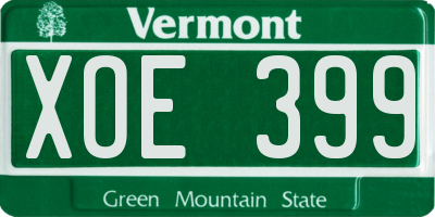 VT license plate XOE399