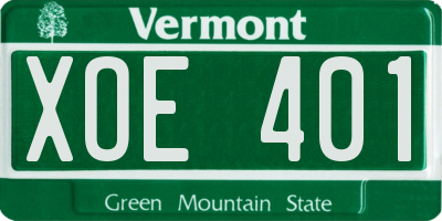 VT license plate XOE401