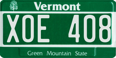 VT license plate XOE408