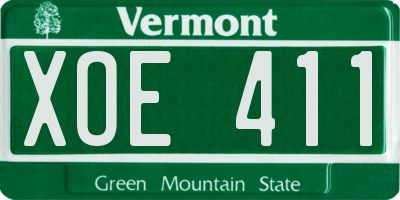VT license plate XOE411