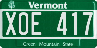 VT license plate XOE417