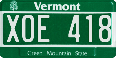 VT license plate XOE418