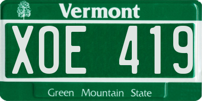 VT license plate XOE419
