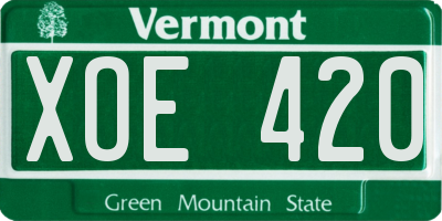 VT license plate XOE420