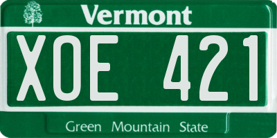 VT license plate XOE421
