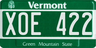 VT license plate XOE422