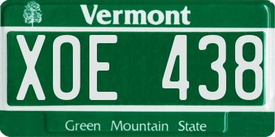 VT license plate XOE438