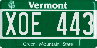 VT license plate XOE443