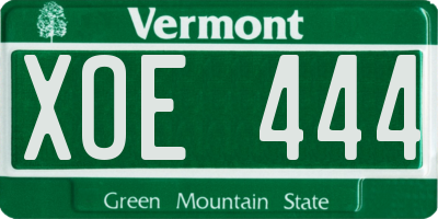 VT license plate XOE444