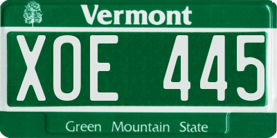 VT license plate XOE445