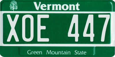 VT license plate XOE447