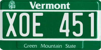 VT license plate XOE451