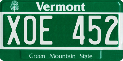 VT license plate XOE452
