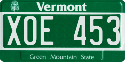 VT license plate XOE453