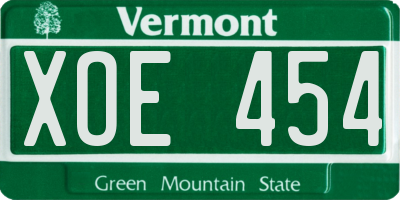 VT license plate XOE454