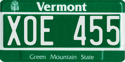 VT license plate XOE455