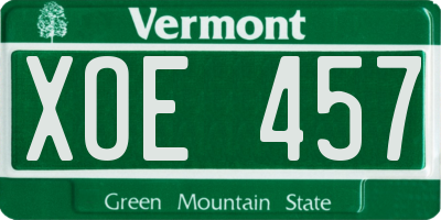 VT license plate XOE457