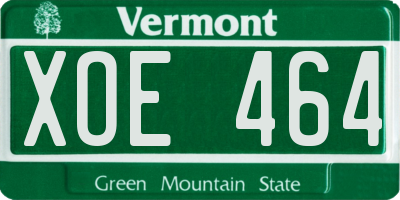 VT license plate XOE464