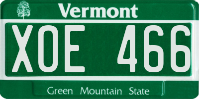 VT license plate XOE466