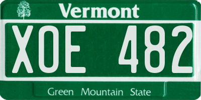 VT license plate XOE482