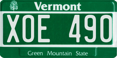 VT license plate XOE490