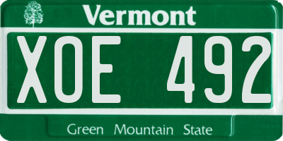VT license plate XOE492