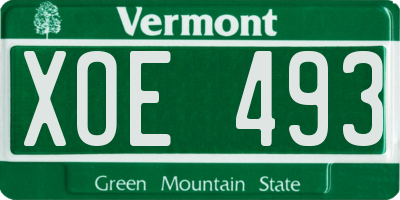VT license plate XOE493
