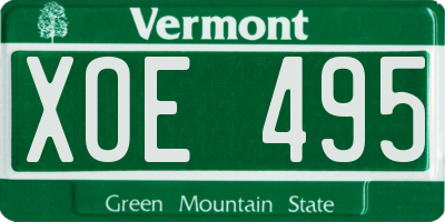 VT license plate XOE495