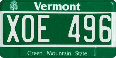 VT license plate XOE496